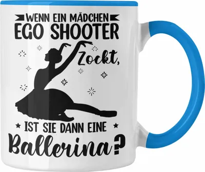 Produktbild von Trendation - Mädchen Ballerspiele Zockerin Tasse Geschenk Gamergirl Spruch (Blau)