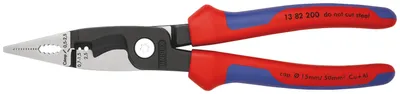 Produktbild von Knipex 13 82 200, Spitzzange, Stahl, Kunststoff, Blau, Rot, 200 mm, 280 g