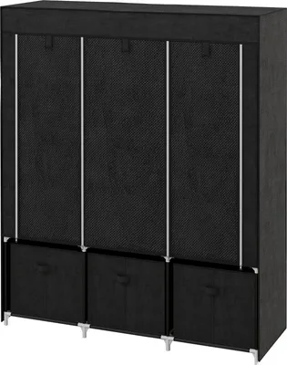 Immagine prodotto di Armadio in tessuto non tessuto, pieghevole, con 3 cassetti, 125 cm x 43 cm x 162,5 cm, nero