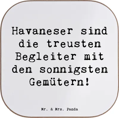Produktbild von Mr. & Mrs. Panda Untersetzer für Gläser Spruch Havaneser Begleiter - Weiß - Geschenk, Familie, Coaster, Eigenschaften, Hund, Hunderassen, gläseruntersetzer, Tassen, treue