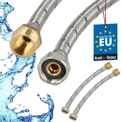 Zdjęcie produktu dla KOTARBAU® 2 szt. Przyłącze Elastyczne 1/2”x1/2” Wężyk do Baterii Armatury 20 cm Nakrętno Wkrętne Wężyk Przyłączeniowy Oplot Stal Nierdzewna