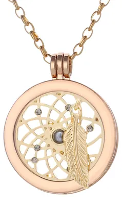 Produktbild von Morella Damen Halskette gold 70 cm Edelstahl mit Amulett und Coin 33 mm Traumfänger gold in Schmuckbeutel