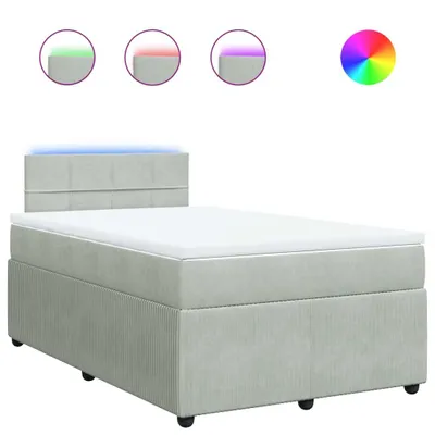 Produktbild von Boxspringbett mit Matratze Hellgrau 120x200 cm Samt