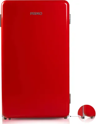 Produktbild von PRIMO PR152RKR Tischkühlschrank - 93 Liter Fassungsvermögen - Rot - Freistehender Tischkühlschrank - Retro-Kühlschrank