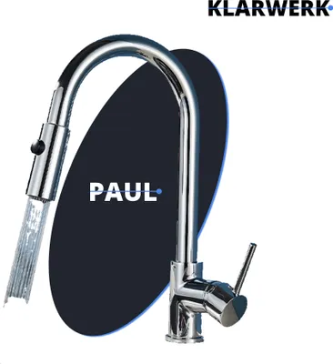 Produktbild von Paul | Premium Chrom glänzend ausziehbare Niederdruck Armatur |Edelstahl Wasserhahn Küche | Mischbatterie - 360 Grad drehbar | Boiler 3 Anschlüsse