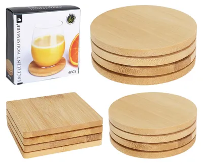 Produktbild von Ausgezeichnete Haushaltswaren, runde Untersetzer aus Bambus, 6,5 cm, 4 Stück