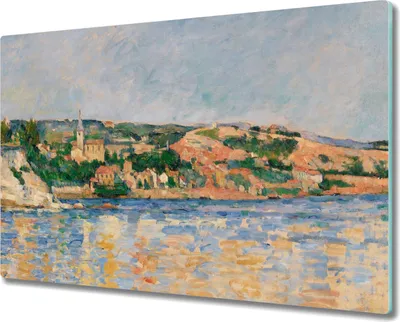 Produktbild von Coloray Hackbrett Küchenbrett Kochplattenabdeckung Schneidebrett Herdabdeckplatte 80x52 cm - Dorf Wasser