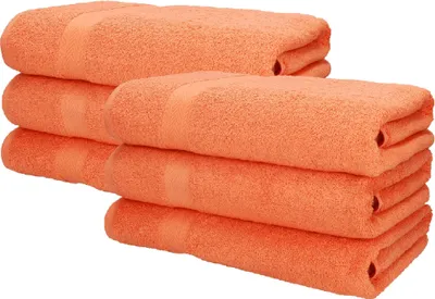 Produktbild von Betz 6 Stück Saunatücher 70 x 200 cm PREMIUM 100% Baumwolle Badetuch Liegetuch Strandtuch   Farbe: orange