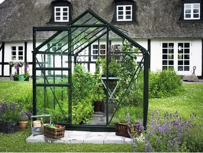 Produktbild von Gewächshaus Halls Popular 106 6,2m² Alu grün 3mm Blankglas