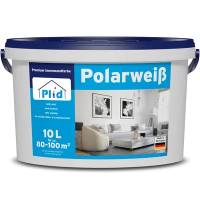 Produktbild von Plid Wandfarbe Polarweiß 10 Liter, matt, emissions- und geruchsarm