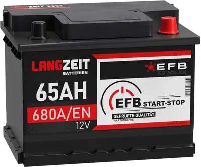 Produktbild von LANGZEIT Autobatterie EFB Batterie Start-Stop Starterbatterie (65Ah 12V)