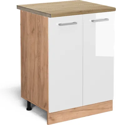 Produktbild von Küchenunterschrank Vicco R-Line Weiß Hochglanz 60 cm , AP Eiche, Model 46951