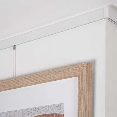 Image de STAS Kit complet de rail pour tableaux - Cliprail - 150cm - 20kg/m - Blanc - Etagère murale - Rail pour galerie - Pour accrocher des tableaux sans percer