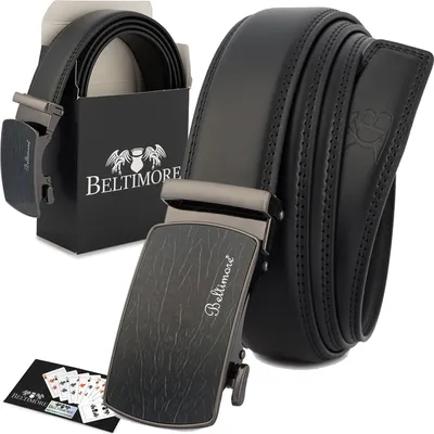 Produktbild von Beltimore Herren Ledergürtel Echtleder Automatikschließe 110 cm 3,5 cm Schwarz