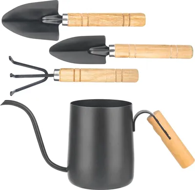 Produktbild von Mini Gießkanne für Zimmerpflanzen - 350 ml Edelstahl mit langem Auslauf und Gartenwerkzeug