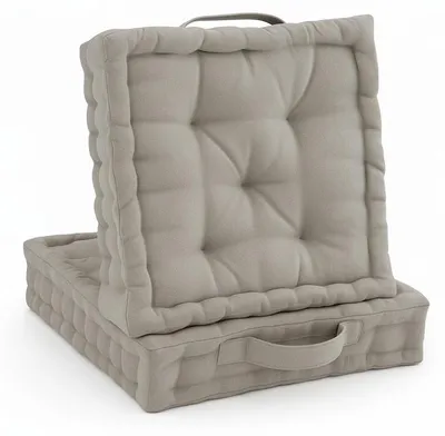 Produktbild von Beautissu 2er Set Bodenkissen Sitzkissen Mila, 50x50cm, Taupe