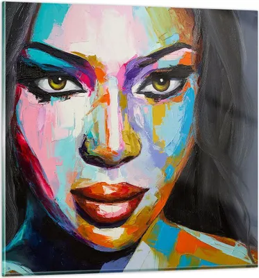 Produktbild von Bilder auf glas - Mädchen Gesicht - 60x60cm - Glasbilder - Wandbilder - Kunstdruck - zum Aufhängen bereit - Wanddekoration aus Glas - Glas Bilder - Wandbild auf Glas - Einteilig - GAC60x60-3447