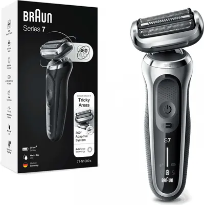 Immagine prodotto di Braun Series 7 71-S1000s - Raschietto - AutoSense - Sistema adattivo a 360° - Pulsanti - Argento - LED - Batteria ricaricabile