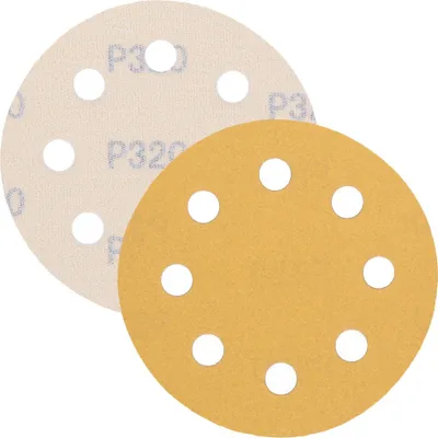 Obrázok produktu pre P320 Brúsny papier, brúsny kotúč - univerzálny (žltý) 125 mm, 8 otvorov, latexový základ - balenie 10 ks