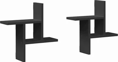 Obrázek produktu pro vidaXL Nástěnné police 2 ks černé 38x12x38 cm materiál na bázi dřeva