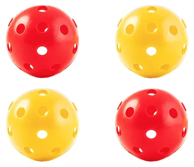 Produktbild von Bandito FunHockey Turnierball Set 4 St. Ersatzball auch für Floorball und Streethockey, robuster Trainingsball. Indoor/Outdoor, 72 mm 23g. Lochball, gute Roll und Flugeigenschaften
