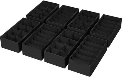 Obrázek produktu pro Organizační systém do šatní skříně, 8 přihrádek, černý, 30 x 15 x 9 cm