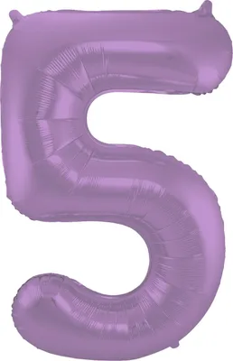 Produktbild von Folienballon Zahl 5 matt lila 86cm