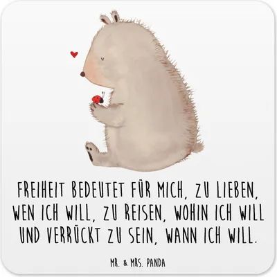 Produktbild von Mr. & Mrs. Panda Untersetzer für Gläser Bär Marienkäfer 10er Set - Weiß - Geschenk, Liebe, Glas-Untersetzer, Tassen-Untersetzer, Coaster, Tischuntersetzer, Motivation