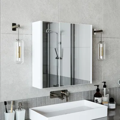 Image de Meuble de salle de bain Roomart ATRIA-65, armoire de toilette de 60 cm de large, blanc