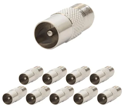 Produktbild von 10x PremiumX F-Adapter Koax Stecker auf F-Buchse für TV und Koaxkabel