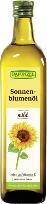 Produktbild von Rapunzel 1000160, Sonnenblumenkernöl, 750 ml, Glasflasche, Kochen, Salat, Sonnenblumenöl* mild aus teilgeschälter Saat *kontrolliert biologischer Anbau, Vor Licht und Wärme schützen.
