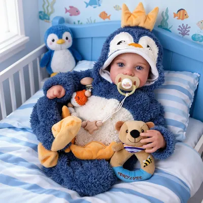 Produktbild von Reborn-Baby Puppe Junge, 18 Zoll, realistische offene Augen, für Kinder ab 3 Jahren
