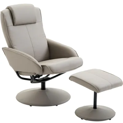 Produktbild von Sessel mit Fußhocker Relaxsessel 360° Drehbarer Fernsehsessel mit Liegefunktion, Der Armlehnstuhl mit verstellbarer Relax-Rüchlehne bis zu 145°