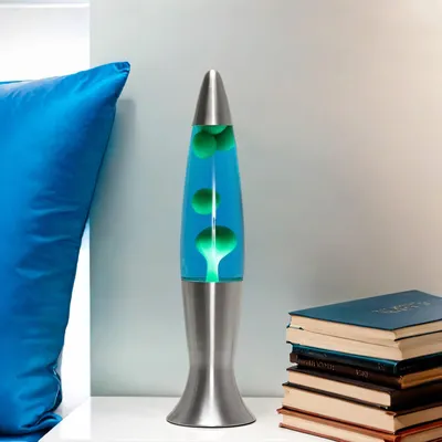 Immagine prodotto di Lampada lava retrò "Angelina" alluminio vetro argento blu verde G9 lampada da tavolo soggiorno sala giovani