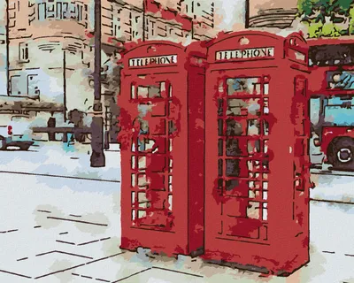 Produktbild von Zuty - Malen nach Zahlen - ZWEI TELEFONZELLEN IN LONDON, 40x50 cm, mit Keilrahmen (bereits gespannt)