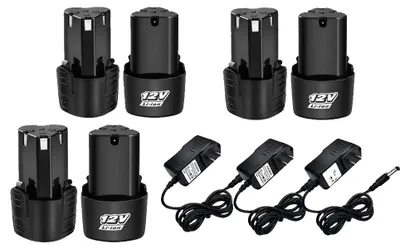Image de Batterie de remplacement pour outils électriques, 12V, 3000mAh, lithium-ion. Chargeur 3.0AH x 6
