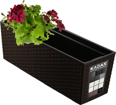 Zdjęcie produktu dla KADAX Doniczka Skrzynka Balkonowa + Wkład 19x56cm mokka