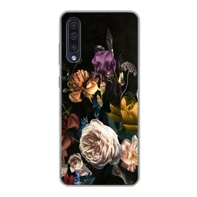 Produktbild von MuchoWow® Handyhülle Schutzhülle Hülle für Samsung Galaxy A30s Blumen - Rosen - Muster Silikon Softcase Handy Hülle - Karteninhaber