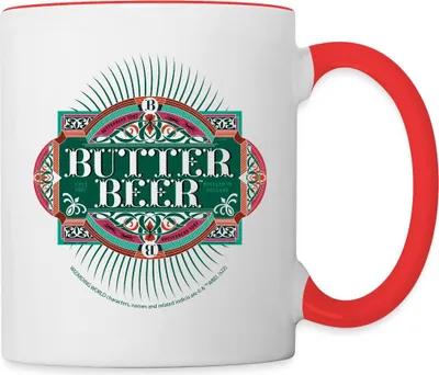 Produktbild von Spreadshirt Phantastische Tierwesen 3 Butterbier Tasse Zweifarbig, One size, Weiß/Rot