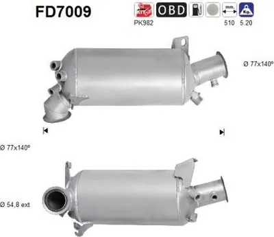 Produktbild von AS FD7009 Dieselpartikelfilter Rußpartikelfilter DPF für VW Transporter V Bus (7HB, 7HJ, 7EB, 7EJ, 7EF, 7EG, 7HF, 7EC) Abgasanlage Diesel