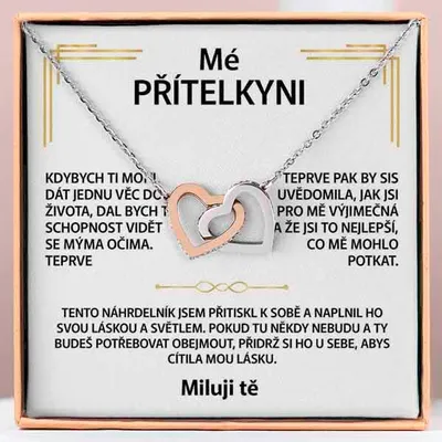 Obrázek produktu pro Lovilion Náhrdelník HEARTS s propletenými srdíčky a se vzkazem "Mé přítelkyni" - CHLOE_HEARTS