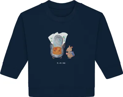 Produktbild von Mr. & Mrs. Panda Organic Baby Pullover Pinguin & Maus Wanderer 6. - 12. Monat - French Navy - Geschenk, Wandern, Wanderlust, Abenteuer, Bullover, Ausflug
