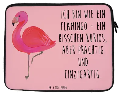 Produktbild von Mr. & Mrs. Panda Hülle Laptop Flamingo Classic 33 x 42 cm - Rot Pastell - Geschenk, Prächtig, Spruch, Sleeve, Rosa, Ich, glücklich, Case, Tasche, Laptoptasche, Freundin