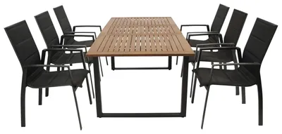 Produktbild von 7-teilige Garnitur 150 x 96 x 220 cm Akazie Aluminium Anthrazit