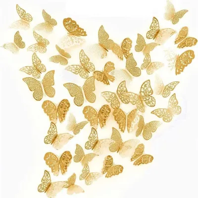 Produktbild von 3D Schmetterlinge Deko wand Wandsticker Aufkleber Wandtattoo für Wohnzimmer, Kinderzimmer, Türen, Fenster, Badezimmer, Kühlschrank(36 Stück,gold)