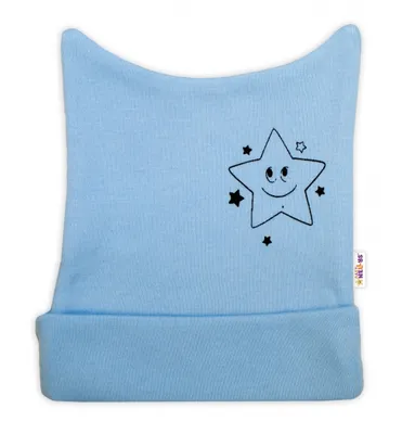 Produktbild von Baby Nellys Newborn Mütze, Baby Little Star - Blau Konfektionsgröße: 56 (1-2m)