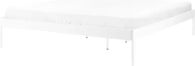 Obrázok produktu pre BELIANI Posteľ biela kovová 180 x 200 cm lamely z preglejky minimalistický industriálny dizajn spálňa