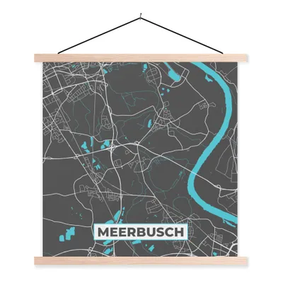 Produktbild von MuchoWow® Textilposter Meerbusch - Stadtplan - Blau - Karte - Deutschland 40x40 cm mit holzfarbenen Rahmen - Posterleiste