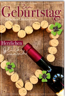 Produktbild von Geburtstag - Glückwunschkarte im Format 11,5 x 17 cm - Korkherz, Weinf