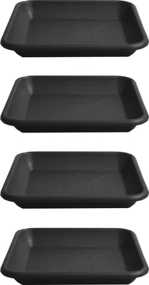 Produktbild von 4er Set Blumentopf Untersetzer Eckig 34x34cm Rund Pflanztopf Blumenkübel Schale Kunststoff Pflanzkasten Pflanzschale Anthrazit